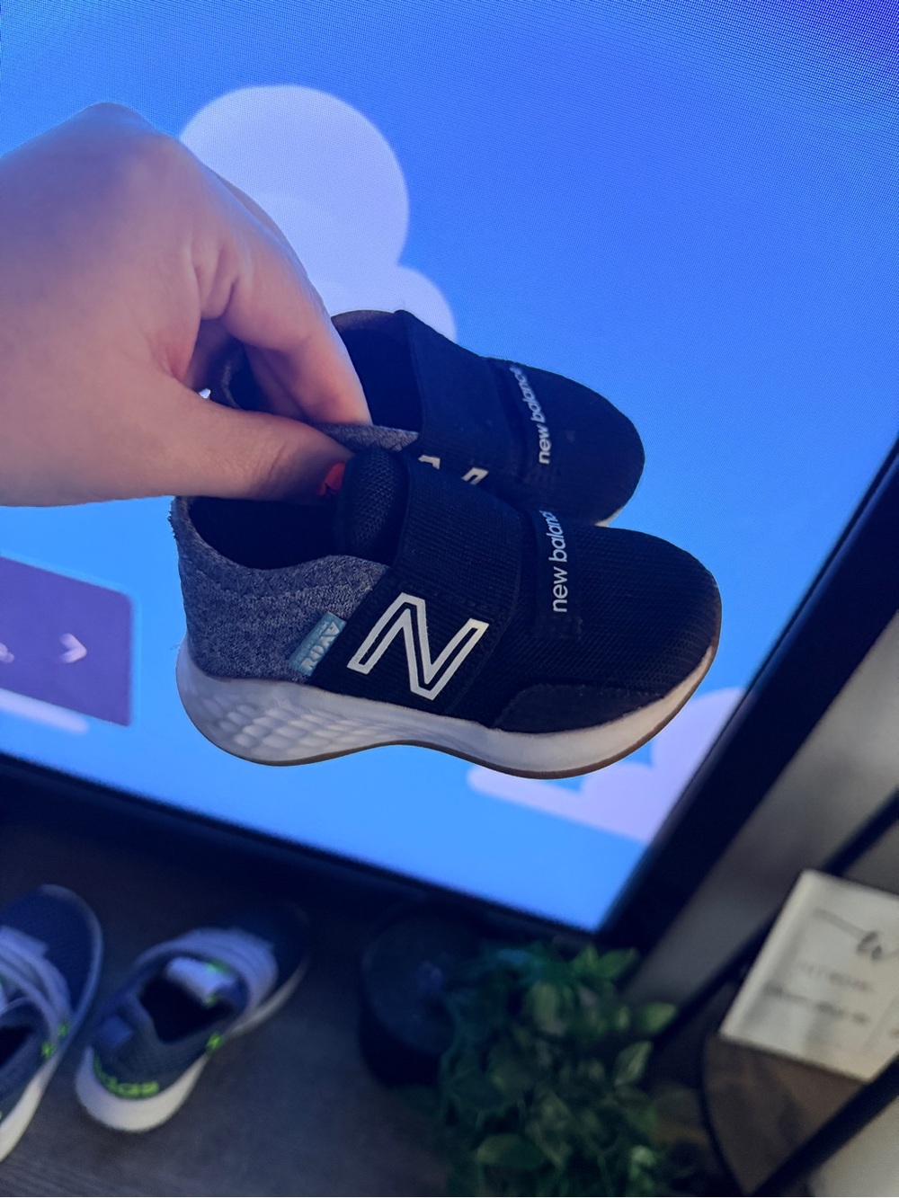New Balance Kids Black and Gray Slip-On Athletic Sneakers